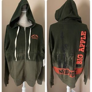 New Unisex Spirit jersey New York green zip up hooded sweatshirt size large